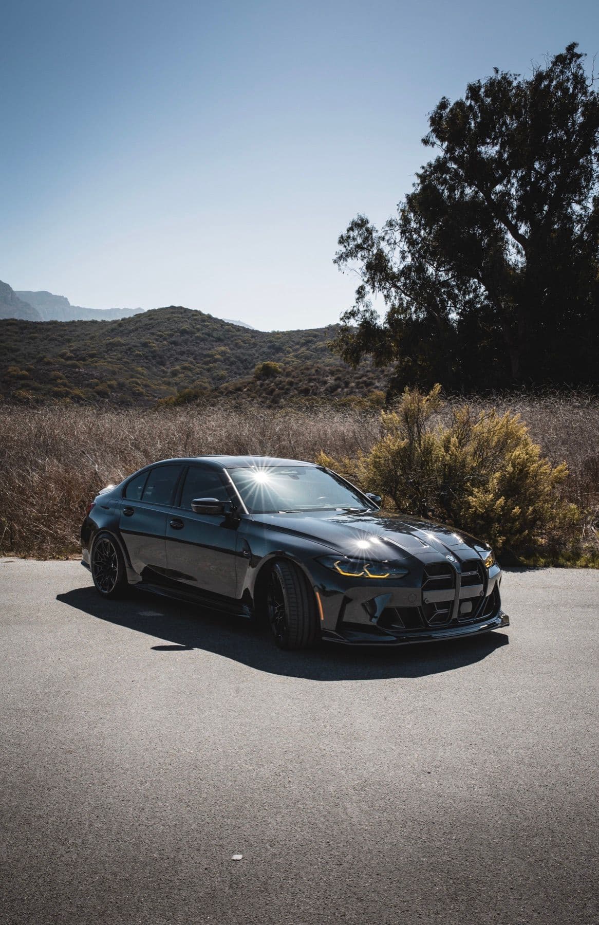 Black BMW performance coupe photographed outdoors in Southern California
